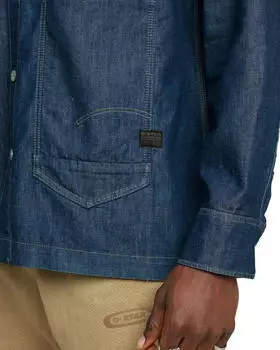 G-Star Long Pocket Boxy Fit Hemd Dunkelblau worn in cadet blue D26334-D303-D910