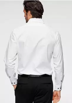 Bruno Banani Langarmhemd mit Kontrastbesatz (53248131) wei&szlig;