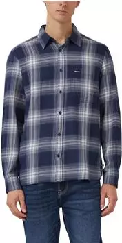 s.Oliver Regular Fit: Kariertes Flanellhemd mit Brusttasche blau weiß 2172381.58N4.
