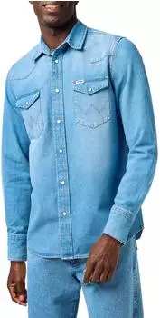 Wrangler Western Shirt Langarmhemd washed (112362744) mid light wash