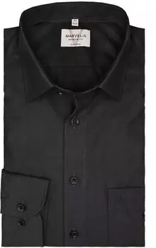 Marvelis Langarmhemd Comfort Fit New-Kent-Kragen schwarz