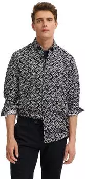 Bugatti Soft Cotton Langarmhemd mit floralem Muster im Modern Fit (4065964978242) moos