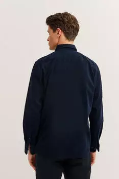 Bugatti Soft Cotton Langarmhemd Modern Fit mit Button-Down-Kragen marine