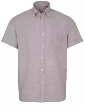 Eterna Regular Fit Kurzarmhemd Button-Down-Kragen Leinen (2450-02-WS9B) beige-braun