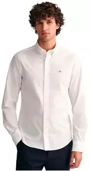 GANT Slim Fit Langarmhemd aus Popeline weiss