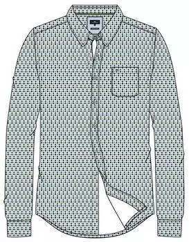 Fynch-Hatton Langarmhemd mit Mininalprint und Button-down-Kragen avocado