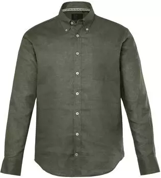 JP 1880 Langarmhemd Leinenmix Button-Down-Kragen Modern Fit (782629) grau/grün