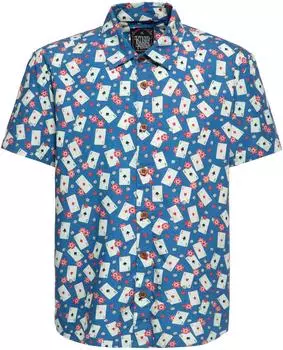 King Kerosin Casino Kurzarmhemd mit Playing Cards Allover Print (KKU45054-517-4XL) blau