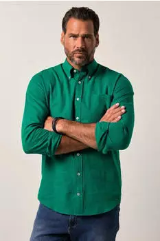 JP 1880 Langarmhemd Leinenmix Button-Down-Kragen (782629) grasgrün