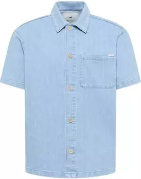 MUSTANG Modern Fit Hemd mit Waschungseffekt blau