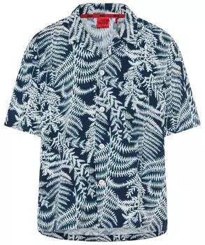 HUGO Beach Shirt Relaxed (50540065) blau/petrol/weiß