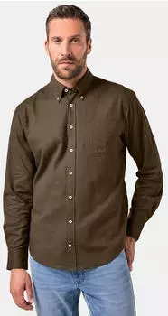 JP 1880 Langarmhemd Leinenmix Button-Down-Kragen Modern Fit (782629) grau