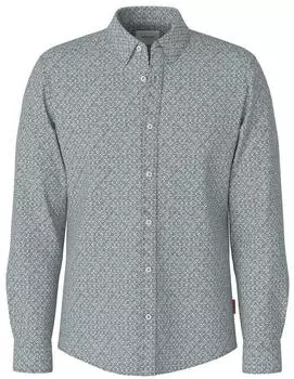 Joop! Hansen Langarmhemd mit Alloverprint blau/weiß