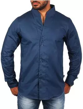 Carisma H-902 Stehkragen Hemd Slim Fit dunkelblau