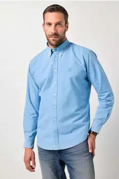 JP 1880 Piqué Langarmhemd acid washed Modern Fit himmelblau