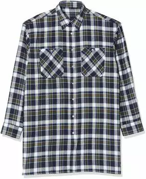 Craftland Webflanell Hemd extra lang 105 cm Rückenlänge (1721) marine/grün/weiß