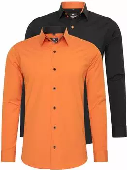 Rusty Neal Langarmhemd Slim-Fit (82277237) rot/schwarz