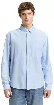 Tom Tailor Denim Basic Fit Hemd mit Brusttasche light blue small stripe