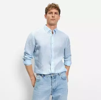 OLYMP Casual Leinenhemd Regular Fit Kent (4070-74) hellblau