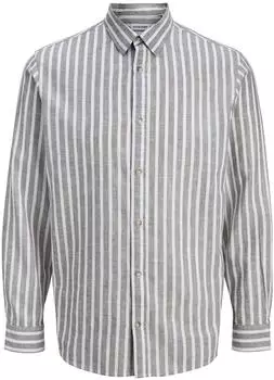 Jack & Jones JJESUMMER LEINENMISCHUNG HEMD L/S SN Regular Fit (97662903) vetiver stripes