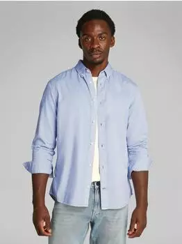 Calvin Klein Garment Dyed Twill Hemd mit Logostickerei zen blau