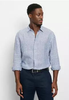 OLYMP Casual Leinenhemd Regular Fit Streifen (4078-74) blau