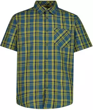 CMP Herren Kurzarmhemd mit Karomuster (30T9937) petroleum/limone/b. blue