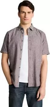 Tom Tailor Regular Fit Kurzarmhemd mit Leinenanteil im Pünktchen-Muster (1045099) bordeaux