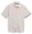 Tom Tailor Regular Fit Kurzarmhemd mit Leinenanteil im Pünktchen-Muster (1049611) sand/hellblau