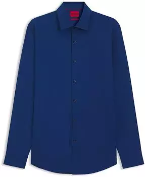 HUGO Slim-Fit Hemd aus b&uuml;gelleichter Baumwoll-Popeline Style Kenno 50289499 Blau