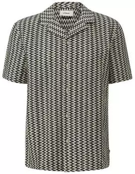 s.Oliver Resort Fit: Gemustertes H&auml;kelhemd schwarz beige 2179103.99X0.