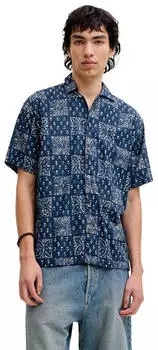 Jack & Jones JPRBLULYON Print Dobby S/S Shirt Kurzarmhemd Relaxed Fit (12291968) sky captain aop