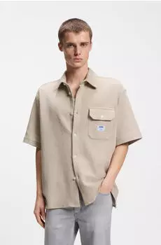 HUGO Ebaffino Kurzarmhemd mit Waffelstruktur, Relaxed Fit (50557091) open white