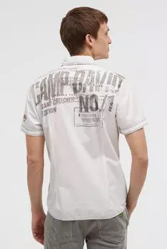 Camp David Kurzarmhemd mit Kentkragen Regular Fit elfenbein/taupe