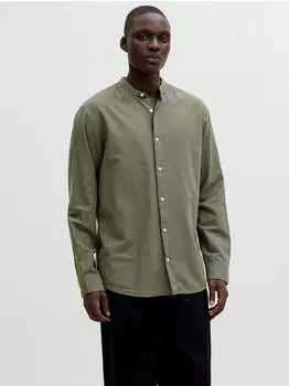 Jack & Jones JJEBREEZE LINEN BLEND BAND SHIRT L/S SN Langarmhemd Regular Fit (12288601) dusty olive