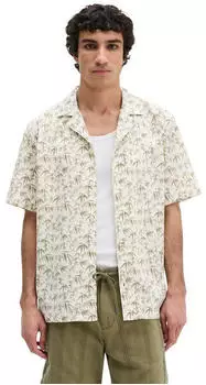 Marc O'Polo Kurzarmhemd mit sommerlichem Blattmotiv Regular Fit (77475830) medium beige