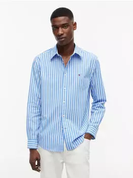 Tommy Hilfiger Flex Poplin Seasonal Stripe Sht Regular Fit Langarmhemd (MW0MW43315) blue spell/stripe