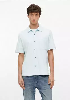 s.Oliver Relaxed Fit: Kurzarmhemd aus Waffelpiqu&eacute; blau 2179078.5110.