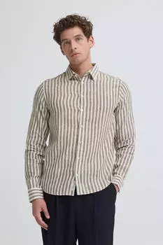 Casual Friday CFKnud Thin Striped Leinenhemd (CSF0955001000001) cappuccino/braunmeliert/weiß