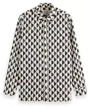 Scotch & Soda Geo-Print Shirt Regular Fit (180116) imagine stripe white