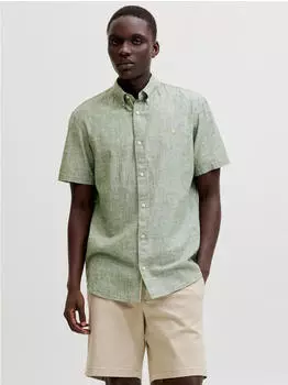 Jack & Jones JPRBLUSUMMER LIN. BL. SHIELD SS SHIRT mit Stickerei Regular Fit (JJE0428001000001) pastellgr&uuml;n