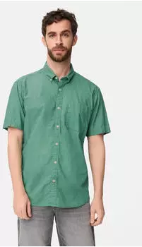 Camel Active Kurzarmhemd aus Leinenmix Button-Down Regular Fit lagunengr&uuml;n/hellgr&uuml;n