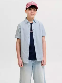 Jack & Jones JJEBREEZE Linen Blend Shirt S/S Regular Fit Kurzarmhemd (12294285) celestial blue