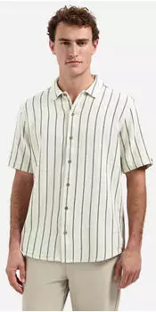 No Excess Shirt Short Sleeve Dobby 2Tone Stri Regular Fit weiß