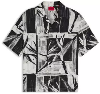 HUGO Exolino Oversized-Fit Hemd mit Print (50566051) schwarz