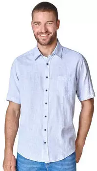 CASAMODA Leinenhemd Regular Fit Kurzarm (73535664) hellblau