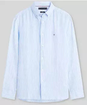 Tommy Hilfiger Regular Fit Bengal Stripe Pure Linen Shirt (MW0MW42400) cloudy blue
