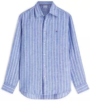 Tommy Hilfiger Regular Fit Bengal Stripe Pure Linen Shirt (MW0MW42400) blau/wei&szlig;