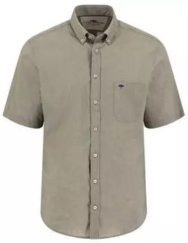 Fynch-Hatton Kurzarm-Leinenhemd mit Brusttasche und Button-Down-Kragen (16057001) grey green