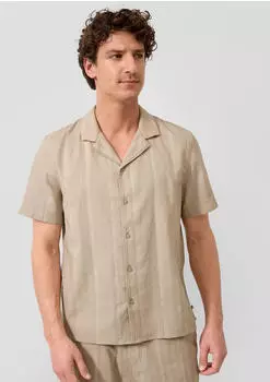 s.Oliver Kurzarmhemd Resort Fit mit Knopfleiste (2179118) beige / dunkelbeige